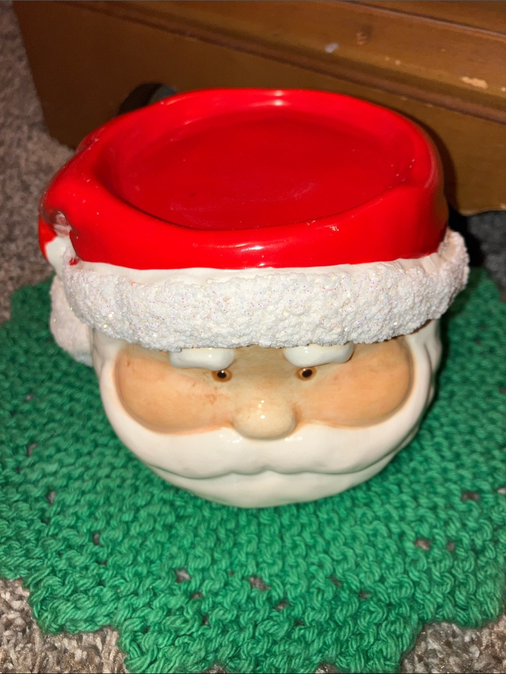 Hallmark Red and White Santa Head Candle Holder 3 Wick Holder